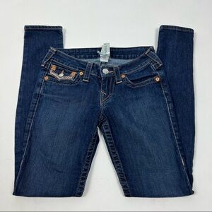 True Religion Skinny Jeans Button Flap Pockets Dark Wash Size 25